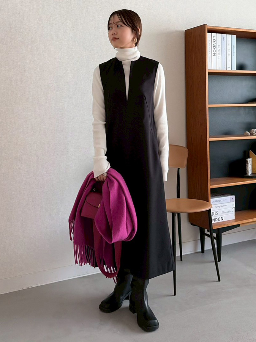 セットアイテム】リブニットセットレイヤードワンピース(セットアップ