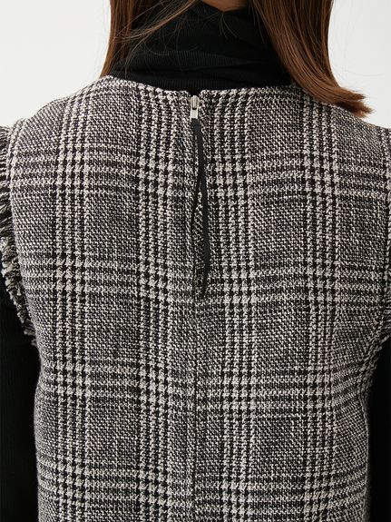 セットアイテム】リブニットセットレイヤードツイードワンピース