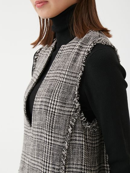 セットアイテム】リブニットセットレイヤードツイードワンピース