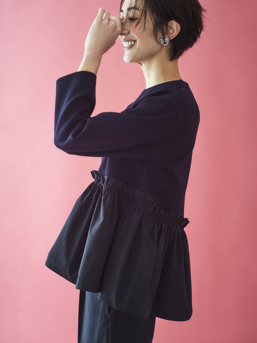 ペプラムブラウス×ワンタックパンツ SETUP(セットアップ)｜Mila