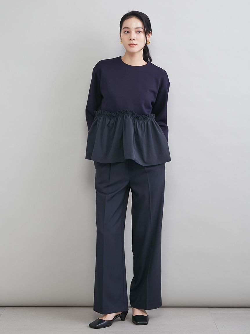 ペプラムブラウス×ワンタックパンツ SETUP(セットアップ)｜Mila