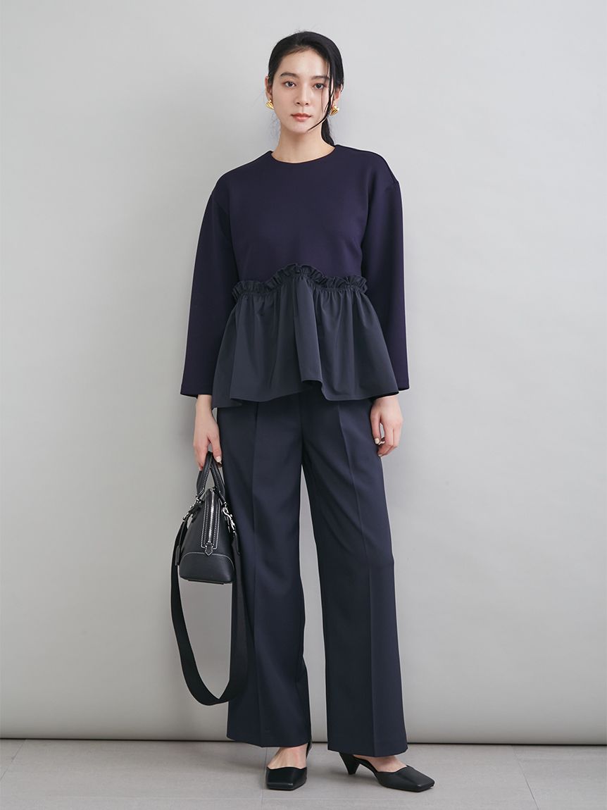 ペプラムブラウス×ワンタックパンツ SETUP(セットアップ)｜Mila
