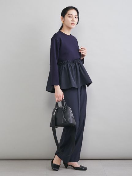 ペプラムブラウス×ワンタックパンツ SETUP(セットアップ)｜Mila