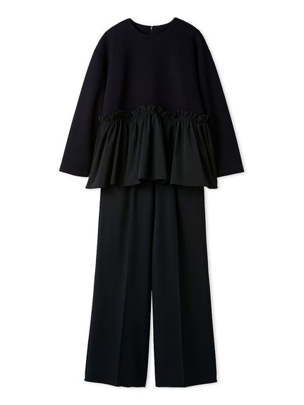 ペプラムブラウス×ワンタックパンツ SETUP(セットアップ)｜Mila