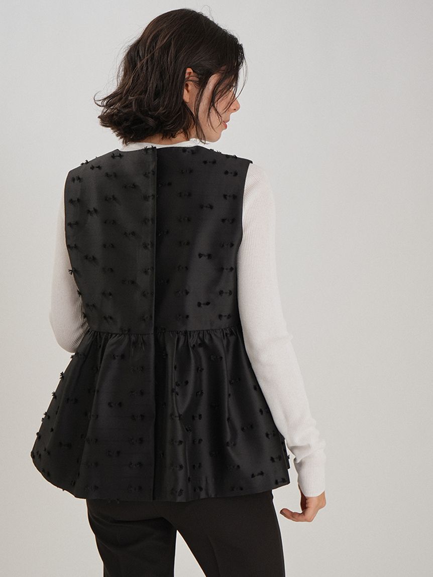 ペプラムベスト×リブニット×シガレットパンツ3点SET(セットアップ