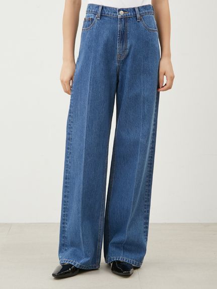 WEB限定00サイズ】ルーズフィットセンタープレスワイドバギー