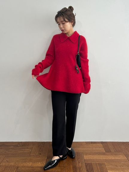 後ゴムセンタープレステーパードパンツ【手洗い可能】(ロング