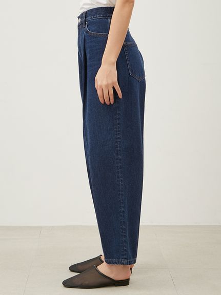 センタープレスワイドテーパードデニムパンツ【手洗い可能