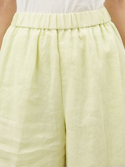 MilaOwenウエストゴムリネンショートパンツ【ウォッシャブル】1/NVY セットアップ対応】ウエストゴムリネンショートパンツ