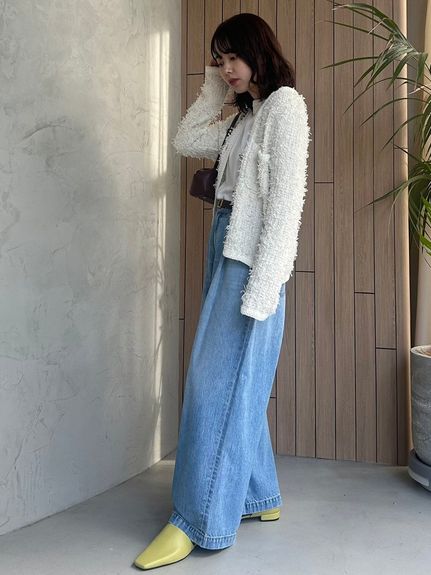 WEB限定00サイズ】ルーズフィットタックバギーデニムパンツ