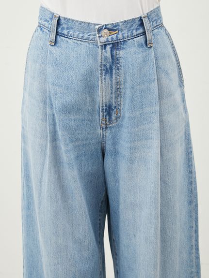WEB限定00サイズ】ルーズフィットタックバギーデニムパンツ