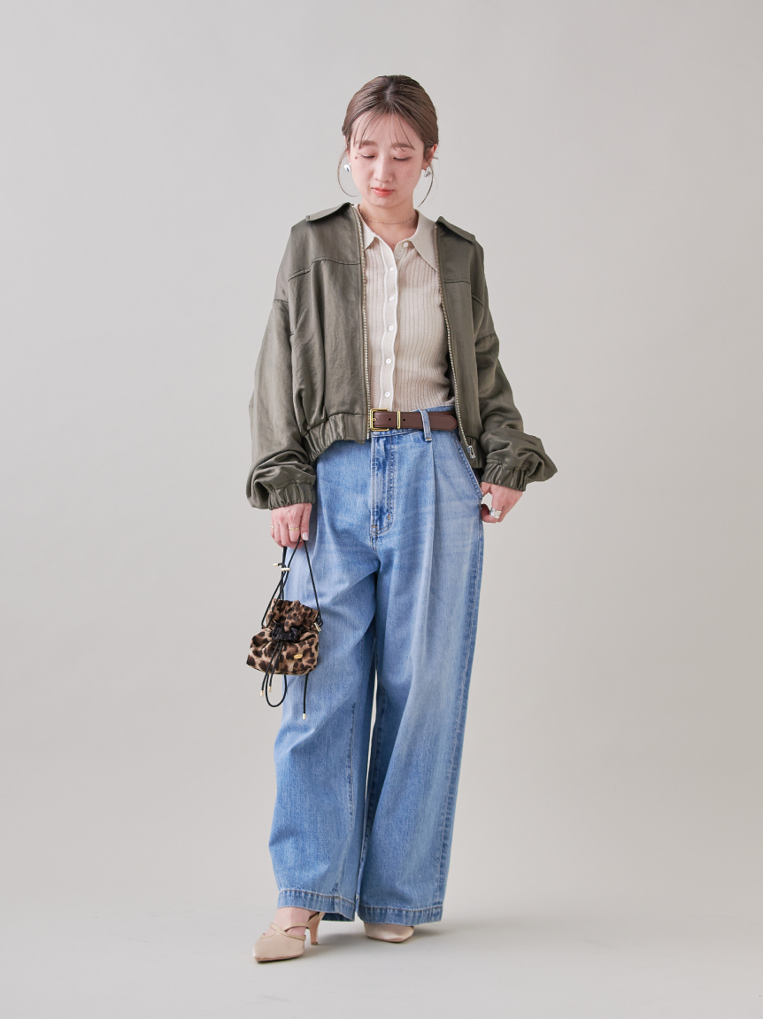 WEB限定00サイズ】ルーズフィットタックバギーデニムパンツ