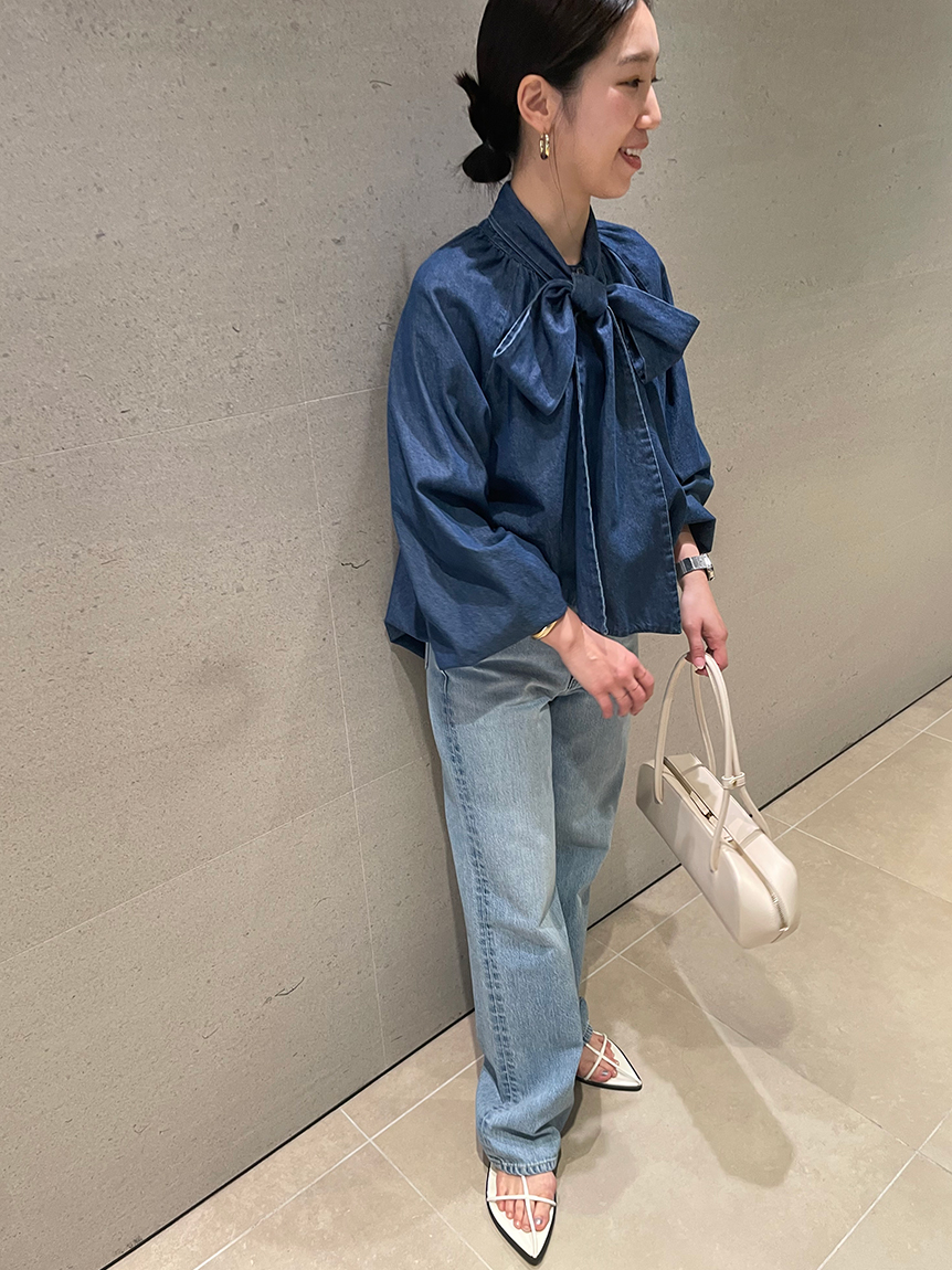 ミッドライズストレートデニムパンツ【ウォッシャブル】(デニム
