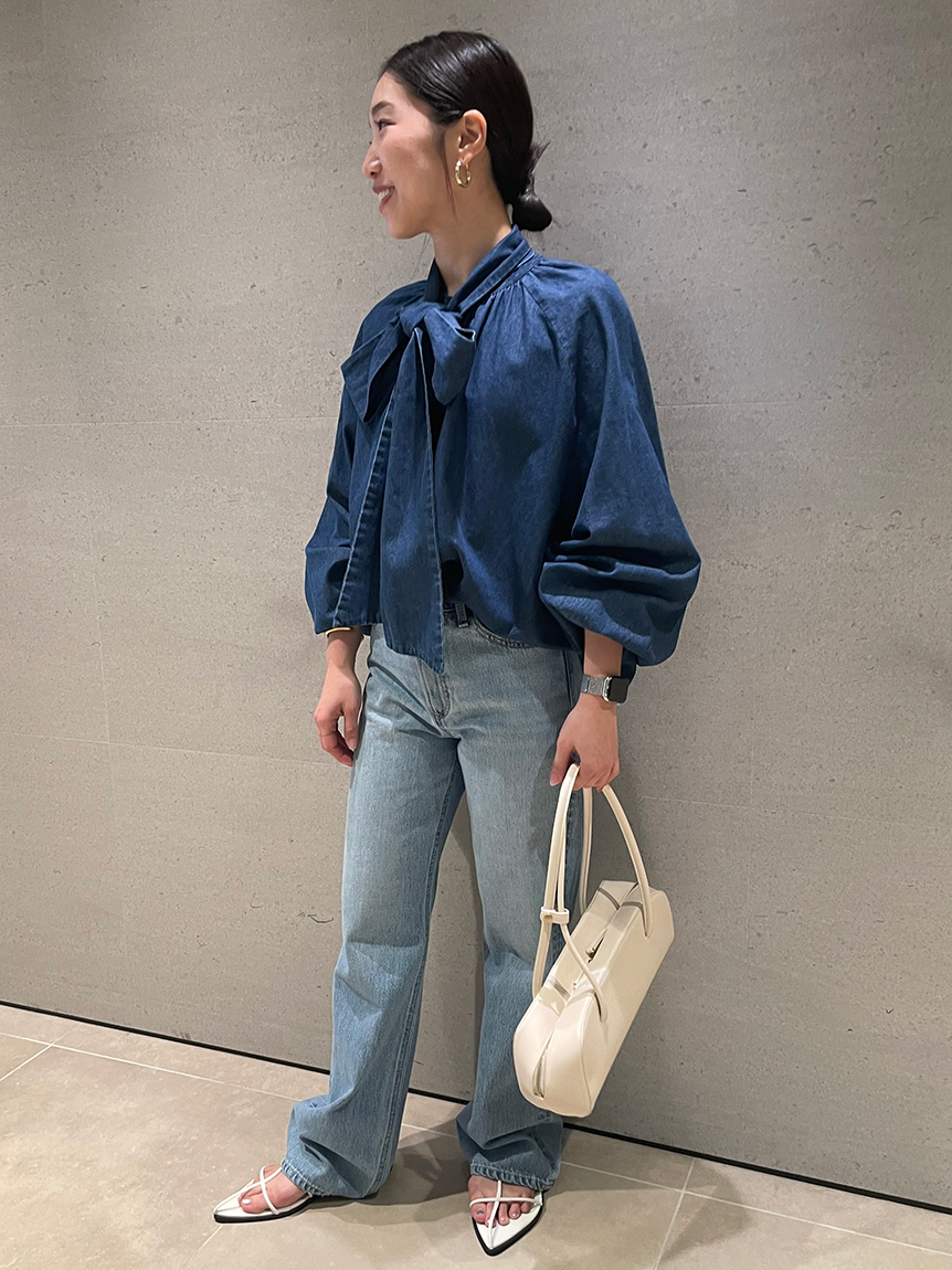 courreges ミッドライズ　ストレートジーンズ ミッドライズストレートデニムパンツ【ウォッシャブル】（デニム