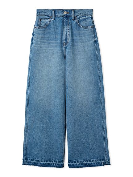 M225 30インチ　ハフ　ワイドデニムパンツ　ステッチ ストレッチデニムワイドパンツ（52-52PK79-205）｜おにぎり