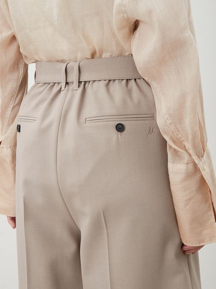 セットアップ対応】ベルト付き後ゴムハーフパンツ(ロングパンツ