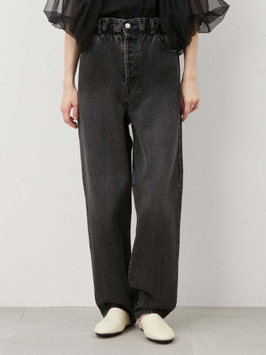 ウォッシャブル】ウエストゴムギャザーデニムパンツ(デニムパンツ