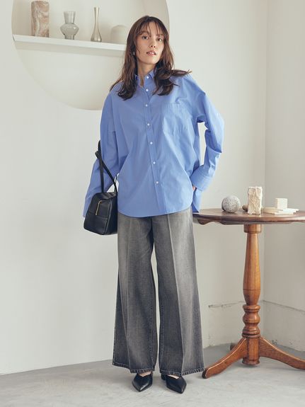 センタープレスローライズワイドデニムパンツ(デニムパンツ)｜パンツ