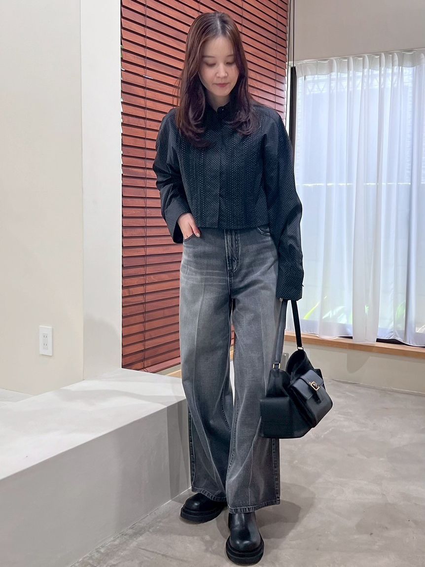 センタープレスローライズワイドデニムパンツ(デニムパンツ)｜パンツ