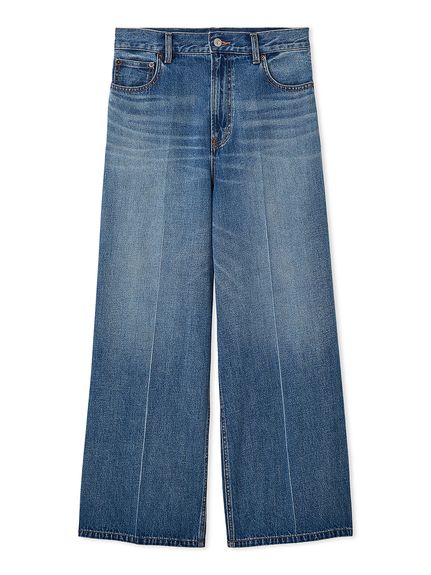 センタープレスローライズワイドデニムパンツ(デニムパンツ