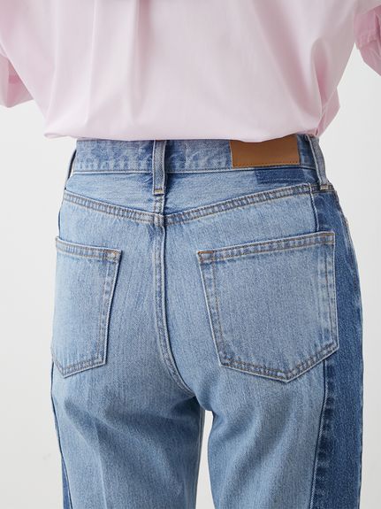 配色撥水裾段差テーパードデニムパンツ(デニムパンツ)｜パンツ