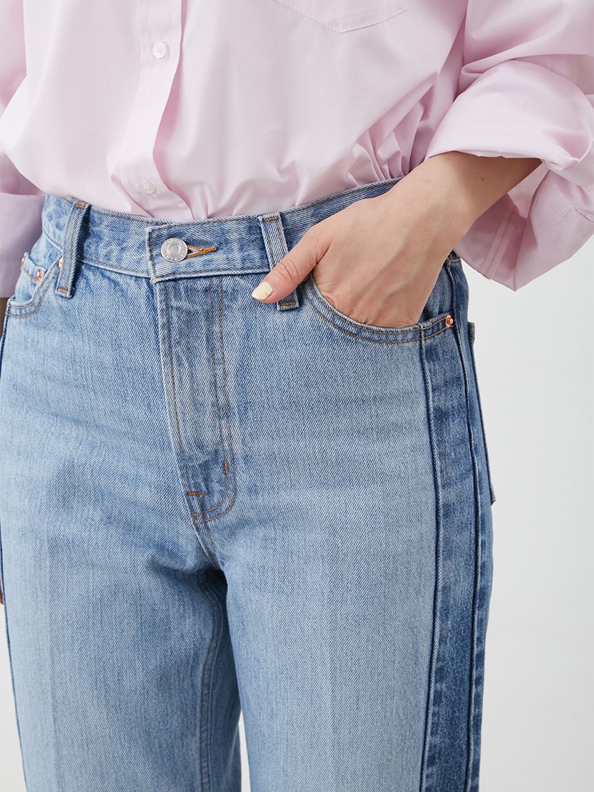 配色撥水裾段差テーパードデニムパンツ(デニムパンツ)｜パンツ｜Mila