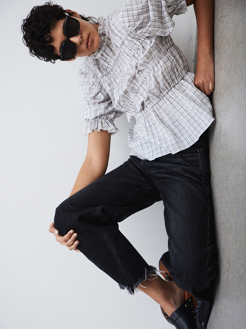 mnml フレアデニム フリンジ 29 mnmlサイドクラッシュフレアデニム 29 - メルカリ