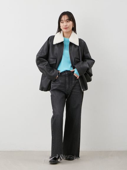 裾フリンジクロップドフレアデニムパンツ(デニムパンツ)｜パンツ