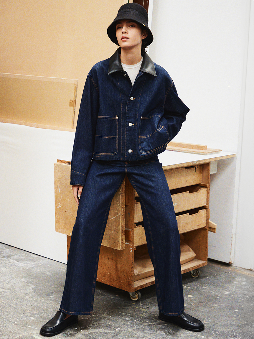 パッチポケットデザインバギーデニムパンツ(デニムパンツ