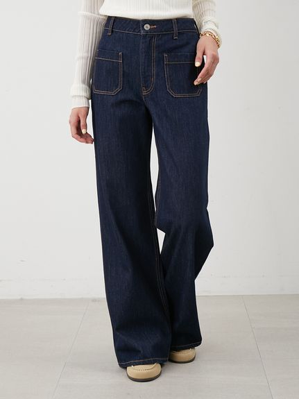 【新作】Mila Owen パッチポケットデザインバギーデニムパンツ パッチポケットデザインバギーデニムパンツ(デニムパンツ