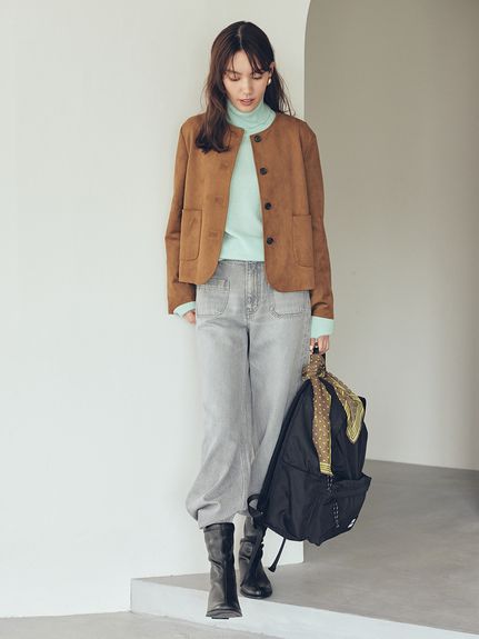 パッチポケットデザインバギーデニムパンツ(デニムパンツ