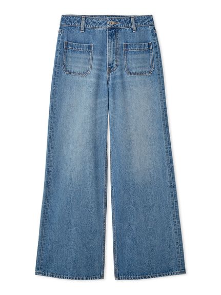 パッチポケットデザインバギーデニムパンツ(デニムパンツ)｜パンツ
