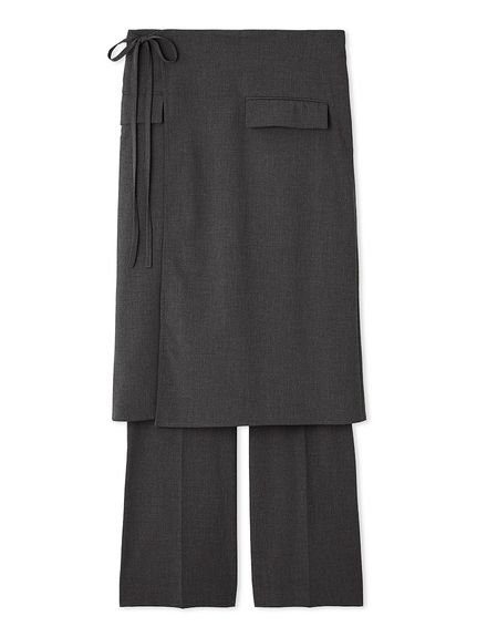 巻きスカートレイヤウエストゴムシガレットパンツ(ストレート