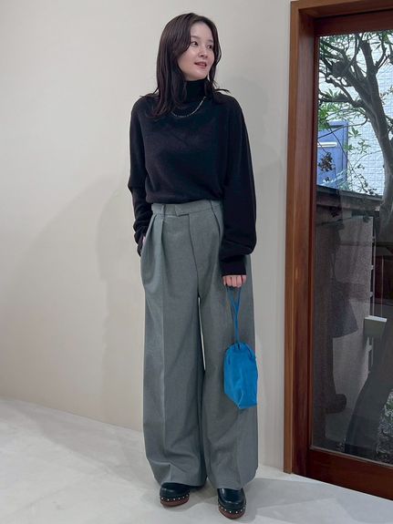 Mila Owen / 24AW/ウエストベルトタックワイドパンツ/ボトム/1/ポリエステル/GRY/09WFP254192 ウエストベルトタックワイドパンツ(ワイドパンツ)｜パンツ｜Mila Owen