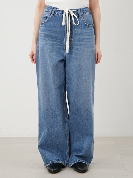 ウエストドロストワイドデニムパンツ(デニムパンツ)｜パンツ