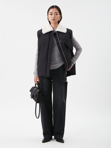 カットアウトダメージセミワイドデニム(デニムパンツ)｜パンツ｜Mila