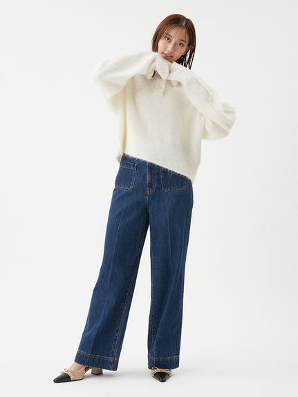 パッチポケットデザインシガレットデニムパンツ(デニムパンツ)｜パンツ