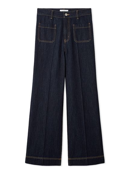 パッチポケットデザインシガレットデニムパンツ(デニムパンツ)｜パンツ