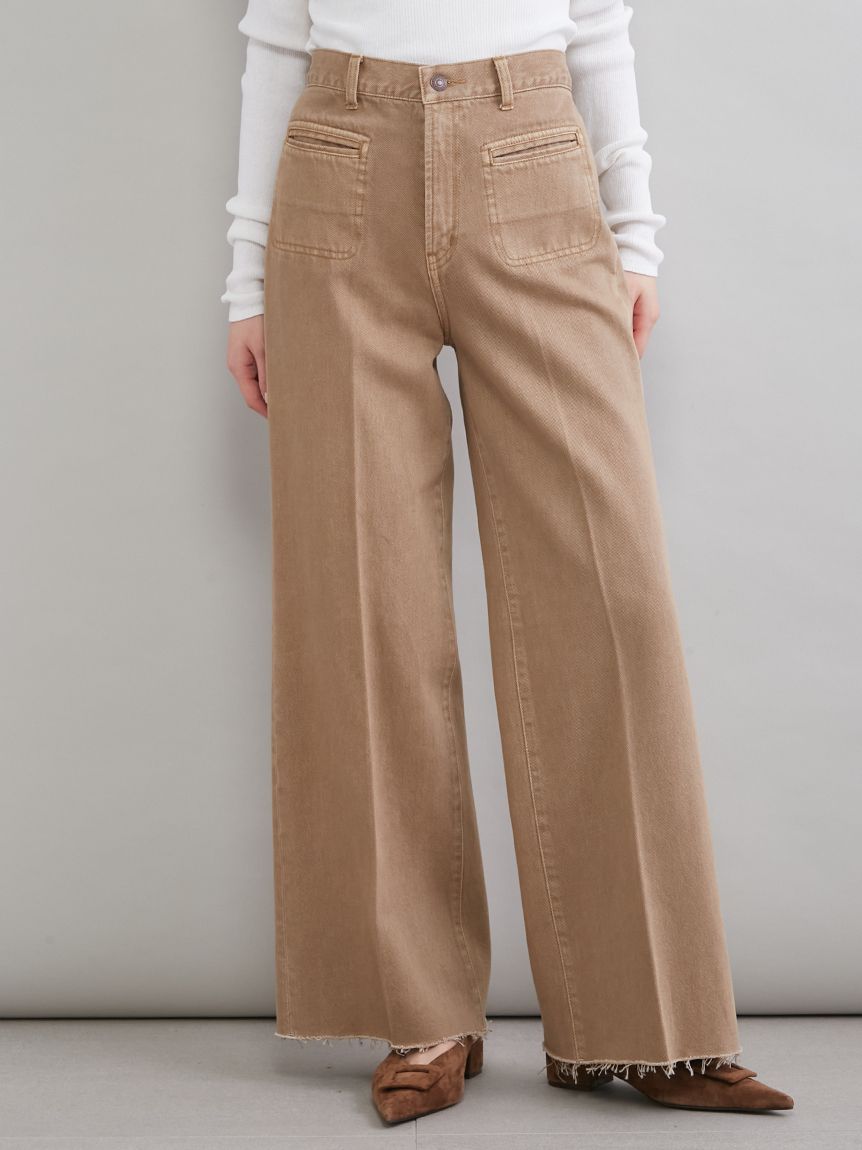 MILA PANTS】玉縁ポケットセミフレアデニムパンツ(デニムパンツ