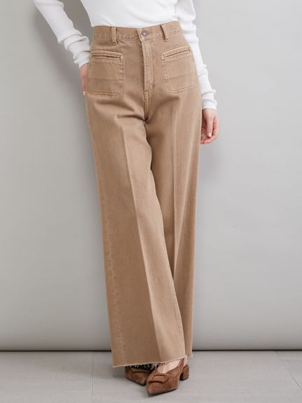 MILA PANTS】玉縁ポケットセミフレアデニムパンツ(デニムパンツ