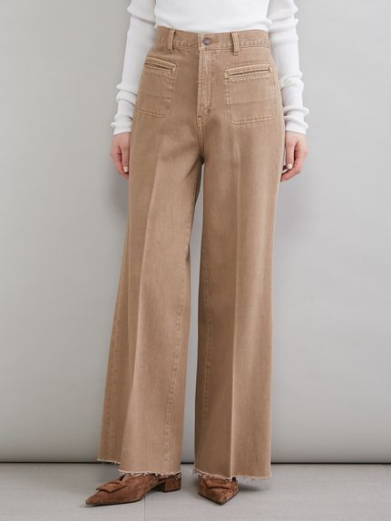 MILA PANTS】玉縁ポケットセミフレアデニムパンツ(デニムパンツ