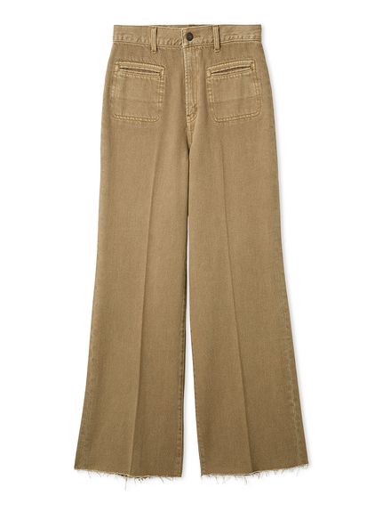 MILA PANTS】玉縁ポケットセミフレアデニムパンツ(デニムパンツ