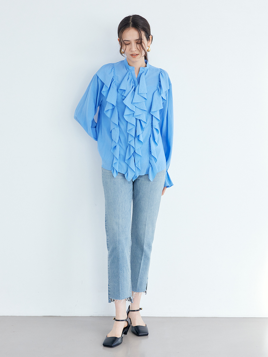 MILA PANTS】裾段差テーパードデニムパンツ(デニムパンツ)｜パンツ