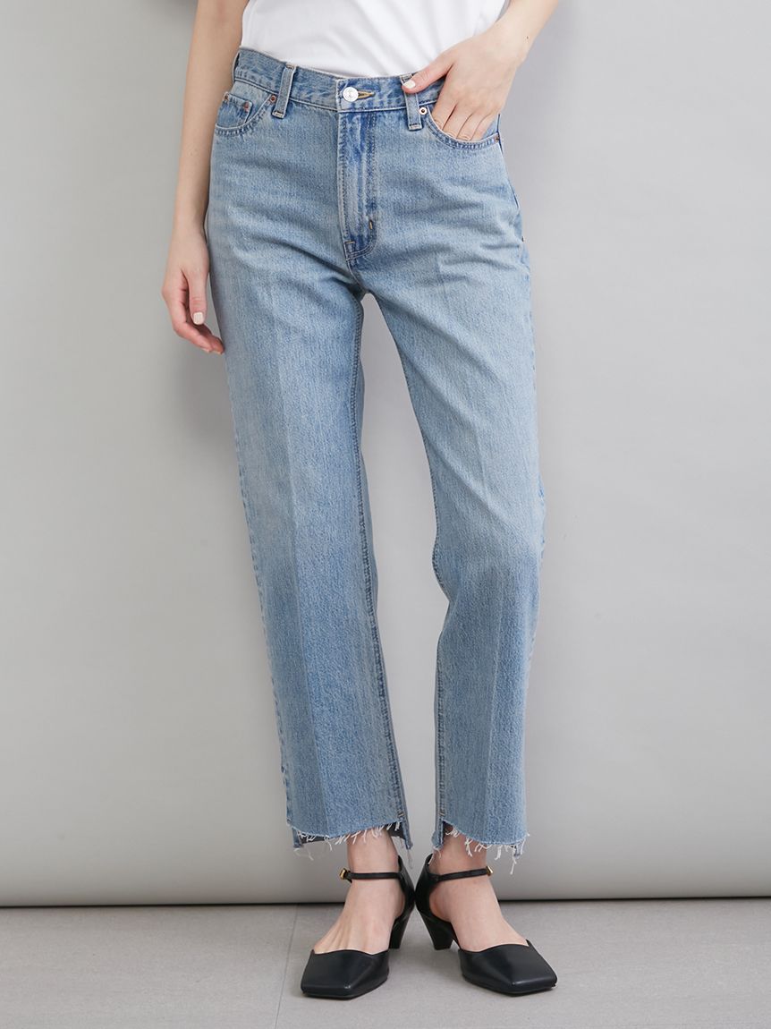MILA PANTS】裾段差テーパードデニムパンツ(デニムパンツ)｜パンツ