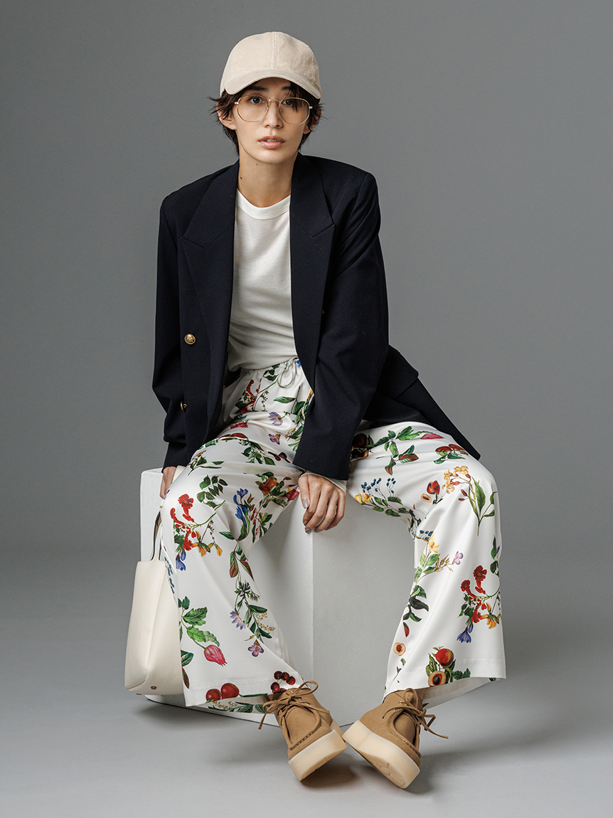 00サイズあり】ボタニカルウエストゴムイージーパンツ(ワイドパンツ