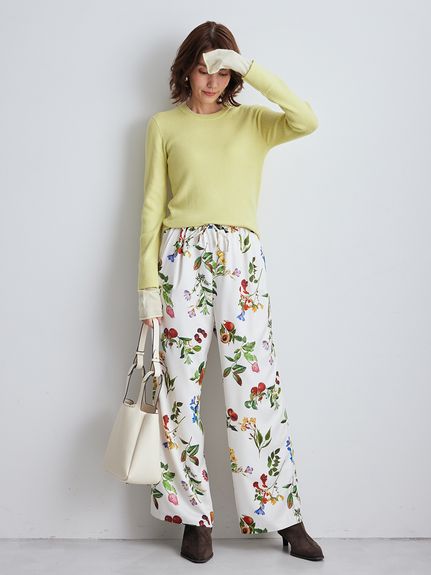 00サイズあり】ボタニカルウエストゴムイージーパンツ(ワイドパンツ