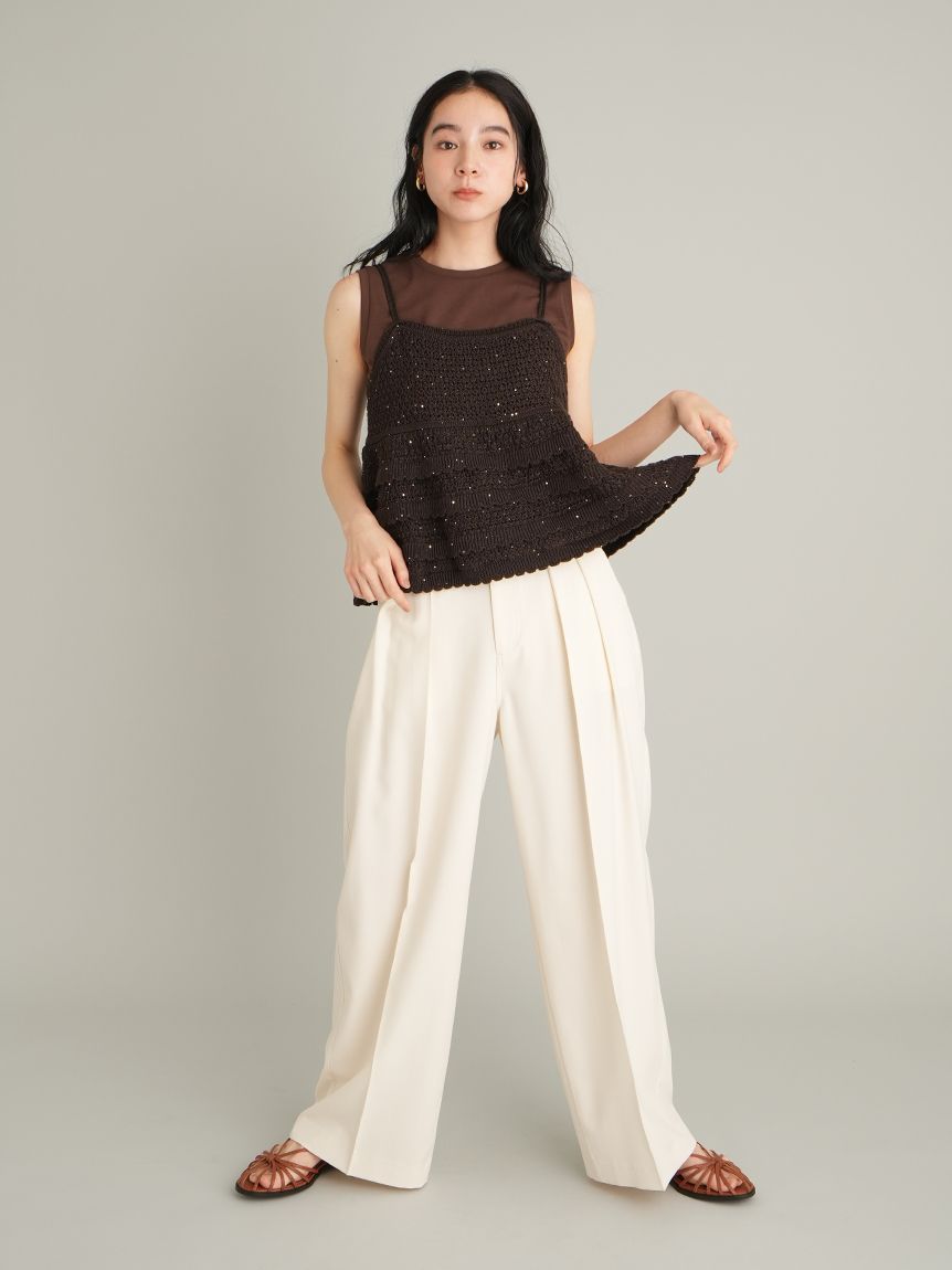 MILA PANTS】【UVカット】クールタッチ後ろゴム2タックワイドパンツ