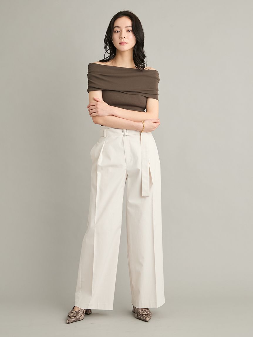 MILA PANTS】【UVカット】マルチファンクションセミワイドタックパンツ