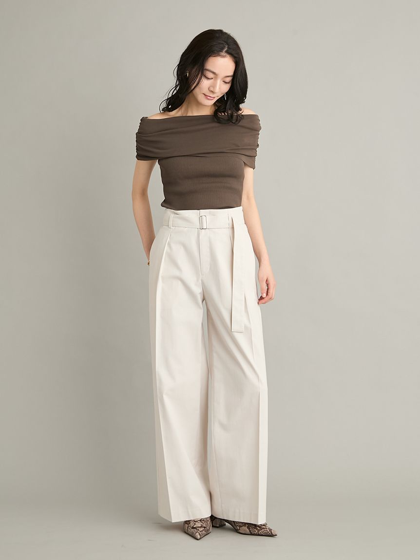 MILA PANTS】【UVカット】マルチファンクションセミワイドタックパンツ