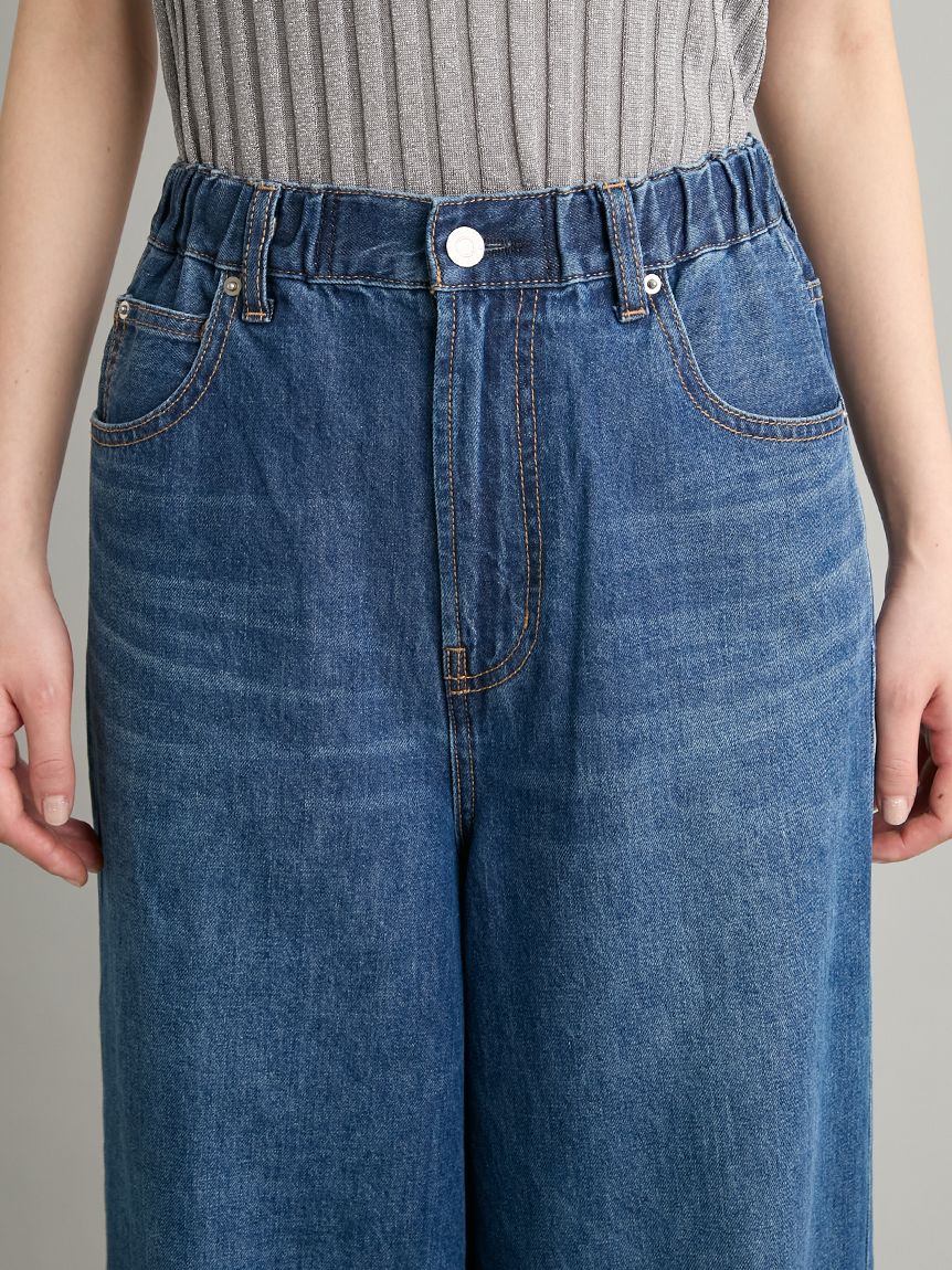 MILA PANTS】ウエストゴムドロストイージーデニムパンツ(デニムパンツ